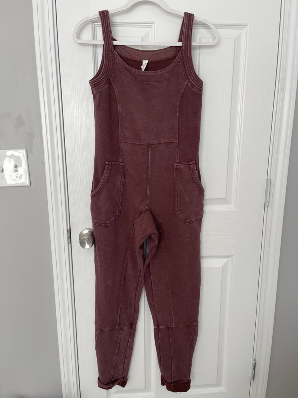 Anthropologie Daily Practice Jamming Jumpsuit Burgundy Red XXS